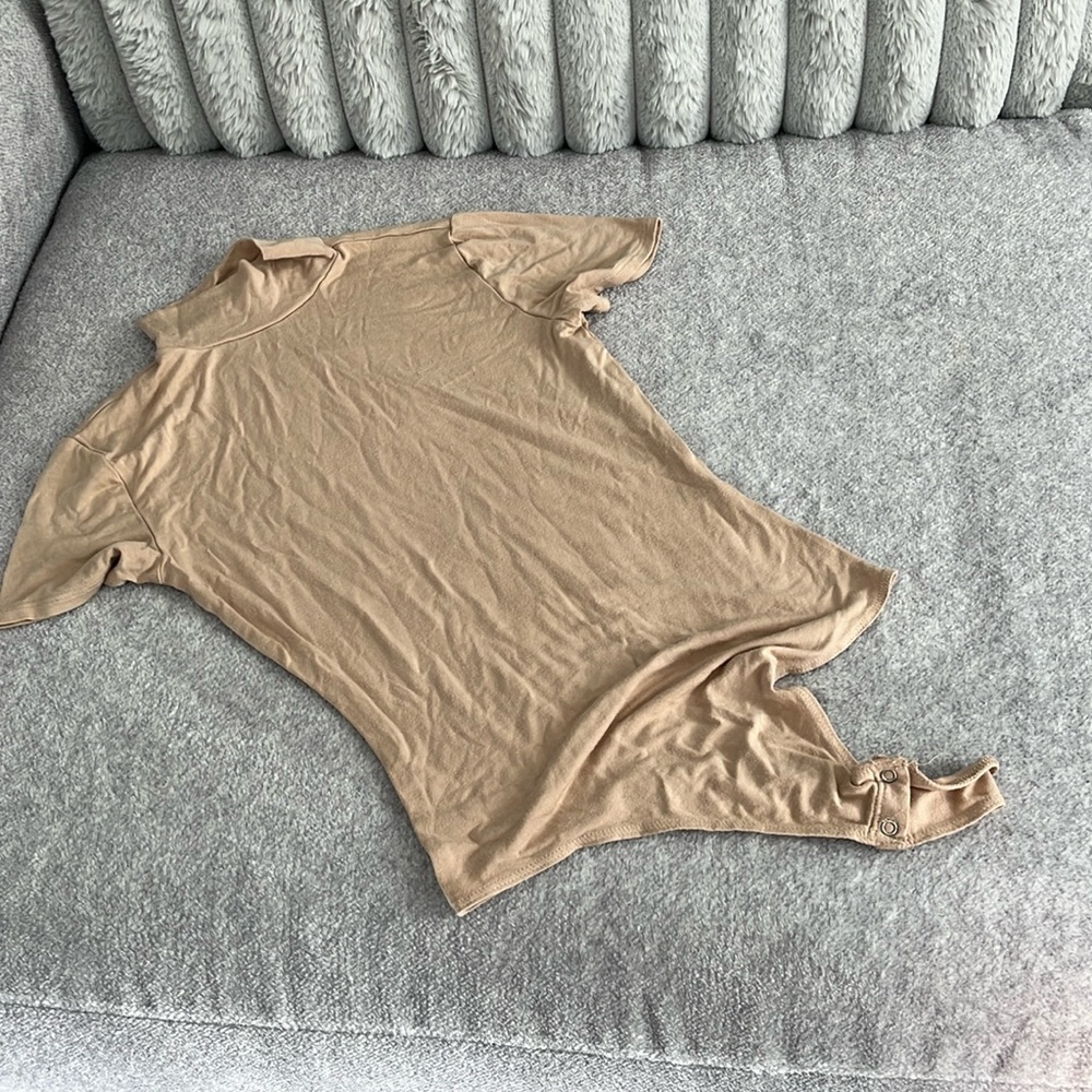 Garage tan turtleneck short sleeve bodysuit